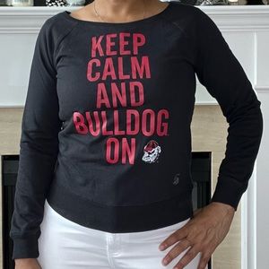 UGA University of Georgia Bulldogs Womens Keep Calm And Bulldog On Sweatshirt, S